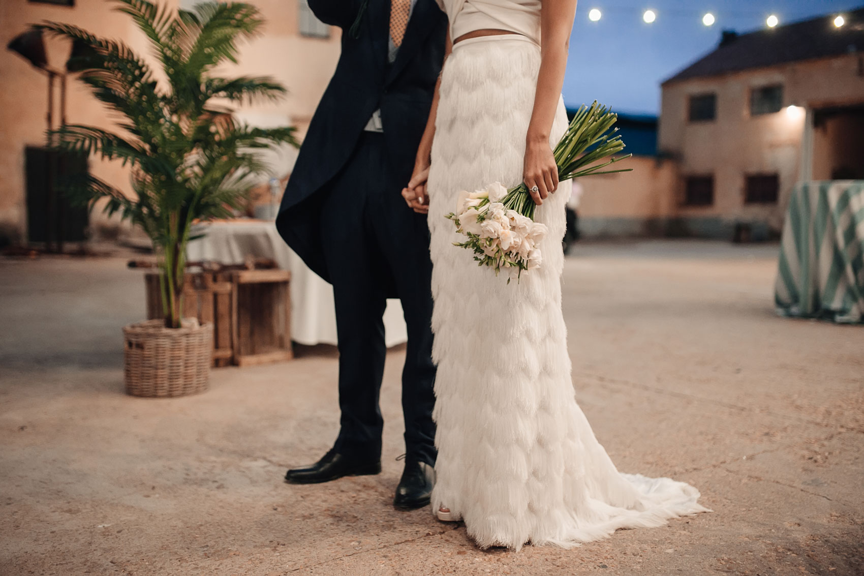 Vestido de novia de flecos